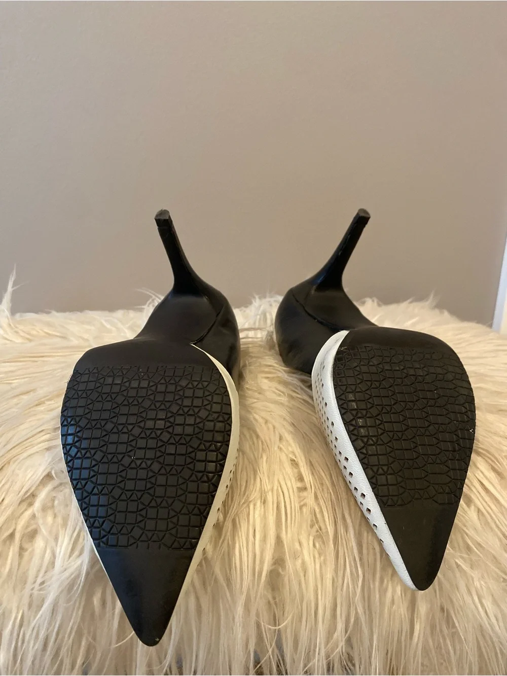 Audrey Brooke White Perforated Pointed-Toe Pumps
